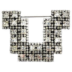 Vintage Butler & Wilson Statement Art Deco Crystal Brooch 1980s