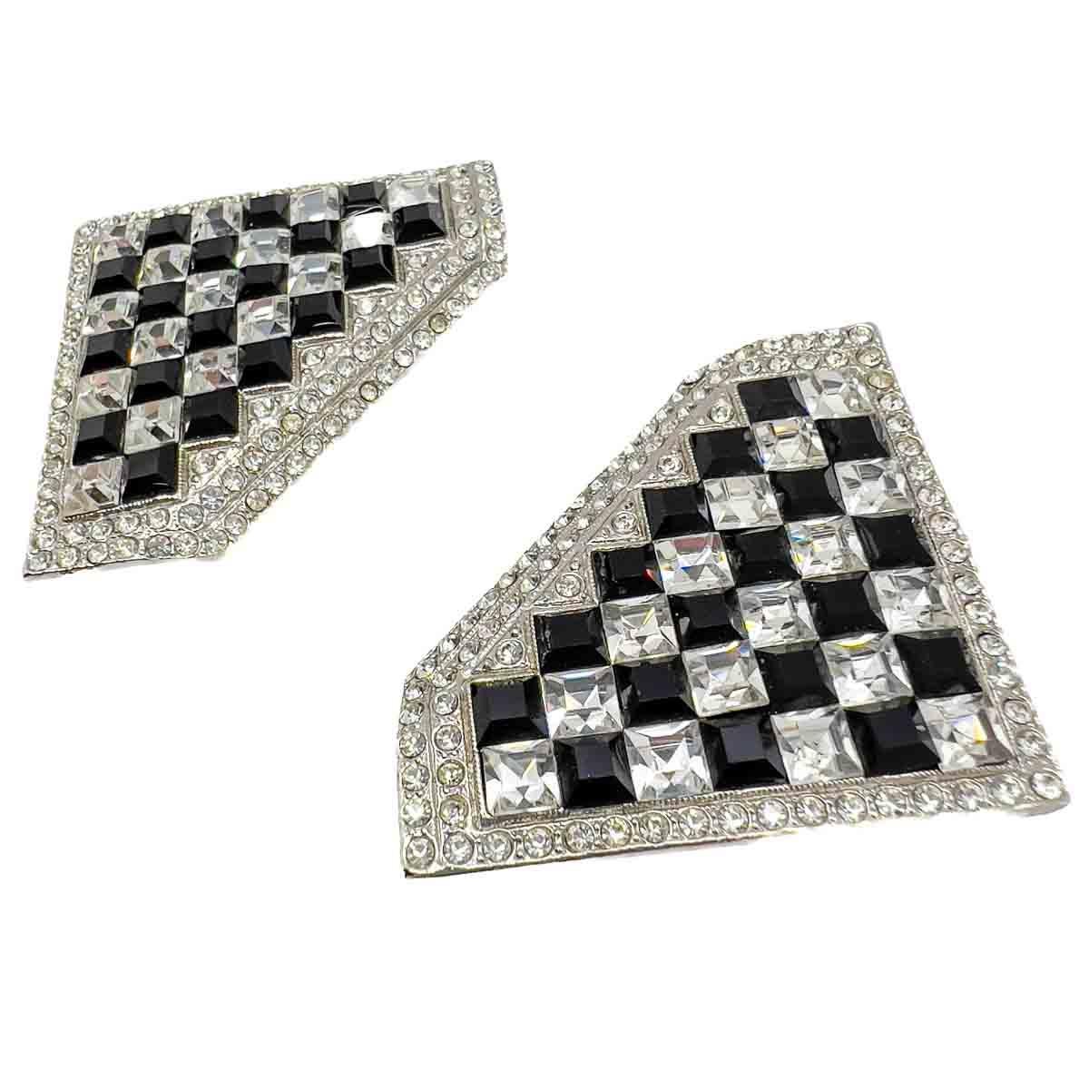 Women's Vintage Butler & Wilson Statement Checkerboard Earrings 1980s For Sale