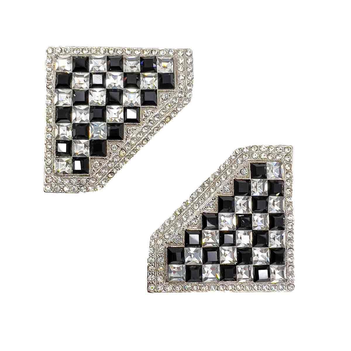 Vintage Butler & Wilson Statement Checkerboard Earrings 1980s For Sale 1