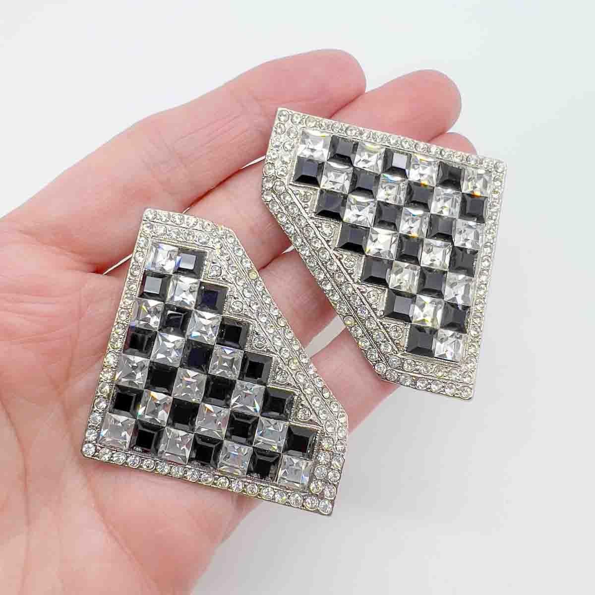 Vintage Butler & Wilson Statement Checkerboard Earrings 1980s For Sale 2