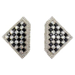 Retro Butler & Wilson Statement Checkerboard Earrings 1980s