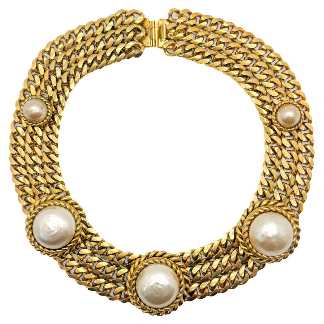 Vintage Butler & Wilson Statement Pearl Chain Collar 1980s For Sale