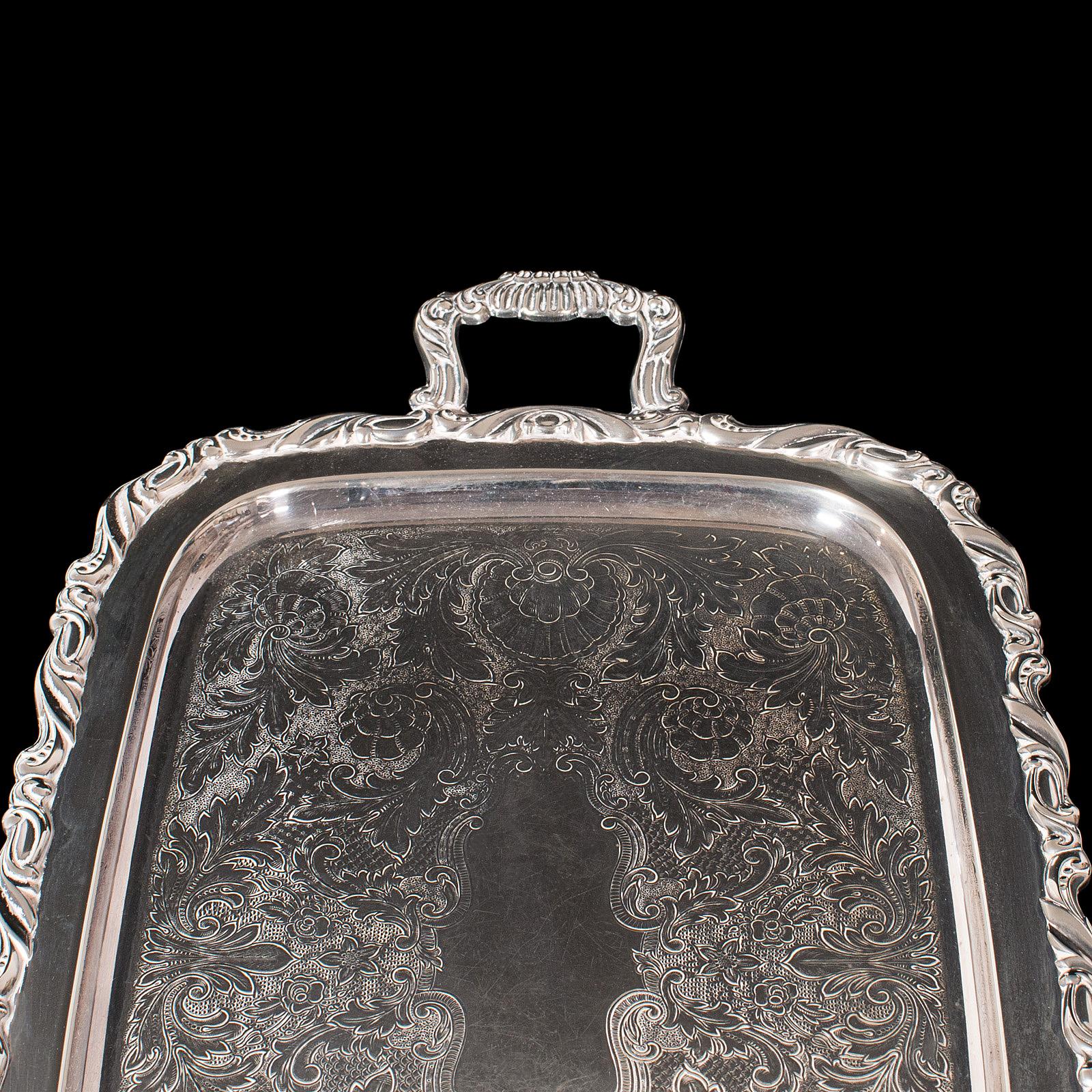 Vintage Butler's Serving Tray, American, Silver Plate, Tea, Platter, Oneida For Sale 5