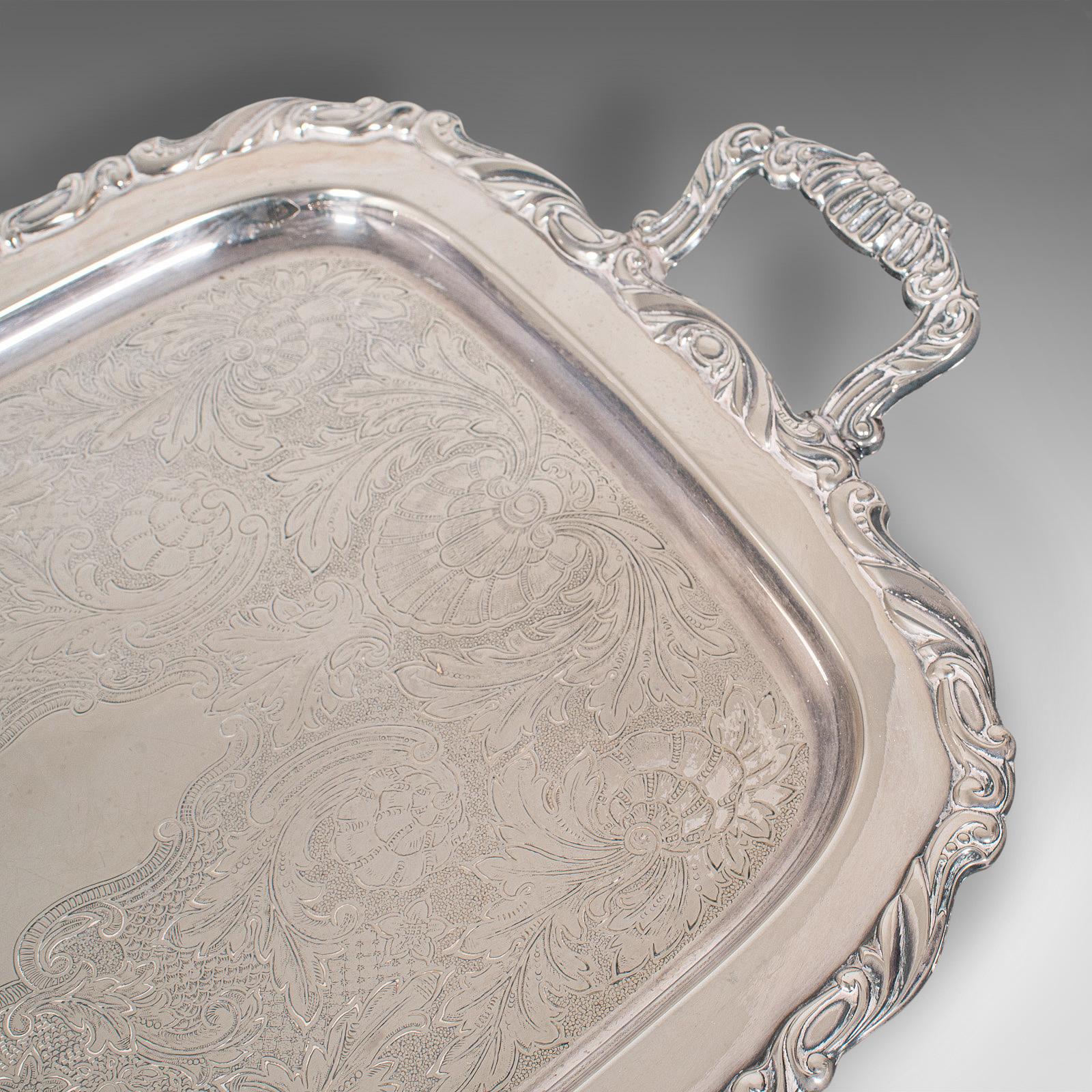 Vintage Butler's Serving Tray, American, Silver Plate, Tea, Platter, Oneida For Sale 2