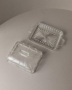 Vintage Butter Dish of Glass Art Deco, Italy, 1940s