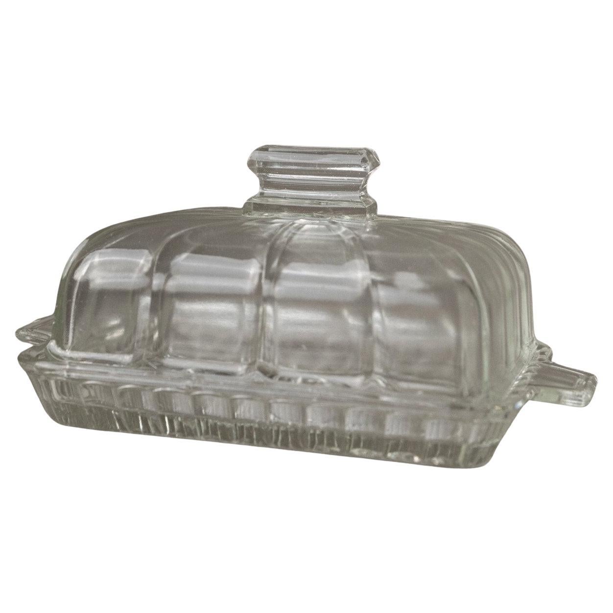 Vintage Butterdose aus Glas Art Deco, Italien, 1940er Jahre