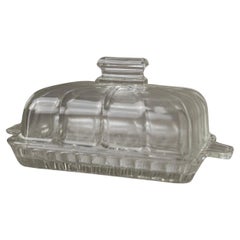 Vintage Butter Dish of Glass Art Deco, Italy, 1940s