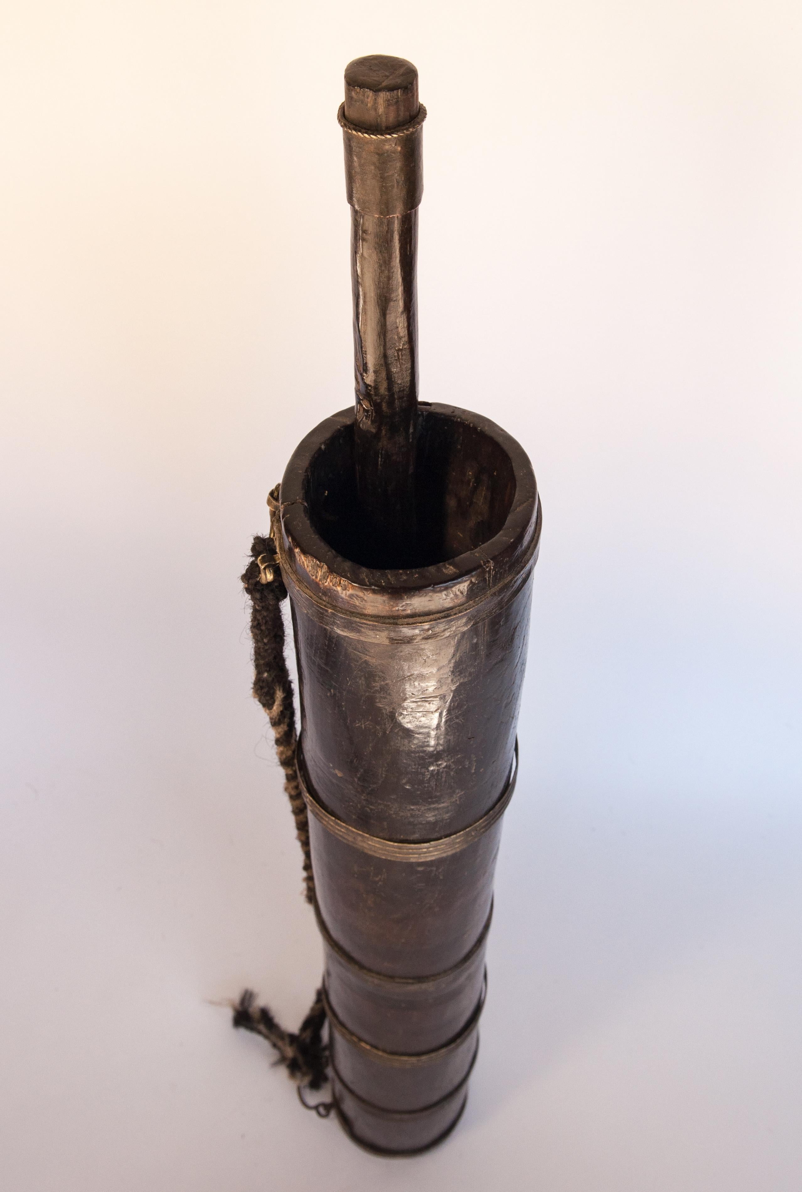 Tibetan Vintage Butter Tea Pot and Churning Rod, Bhote People of Nepal, Mid-20th Century