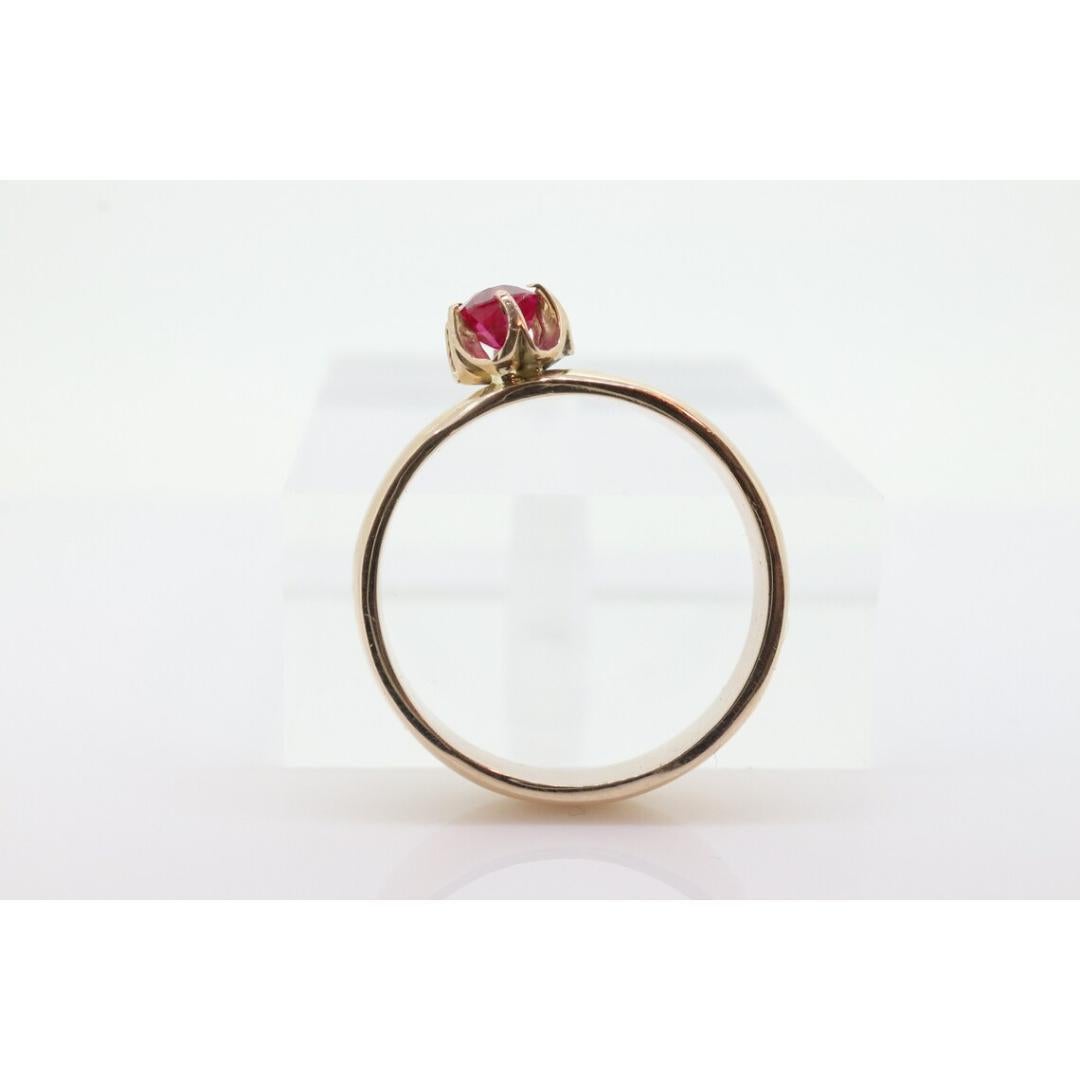 Vintage Buttercup Ruby Ring. 10k gold ring with a solitaire round Ruby. WiDe For Sale 1