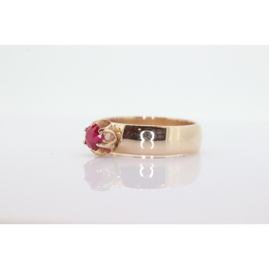 Vintage Buttercup Ruby Ring. 10k gold ring with a solitaire round Ruby. WiDe For Sale 4