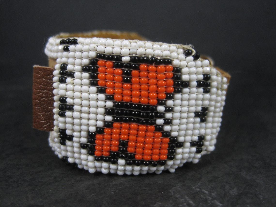 Vintage Butterfly Beaded Watch Band Paiute Jenny Dick In New Condition For Sale In Webster, SD