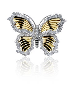 Broche papillon vintage ANGELETTI PRIVATE COLLECTION ornée de diamants