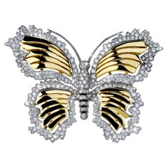 Schmetterlingsbrosche aus ANGELETTI PRIVATE COLLECTION Gold mit Diamanten, Vintage