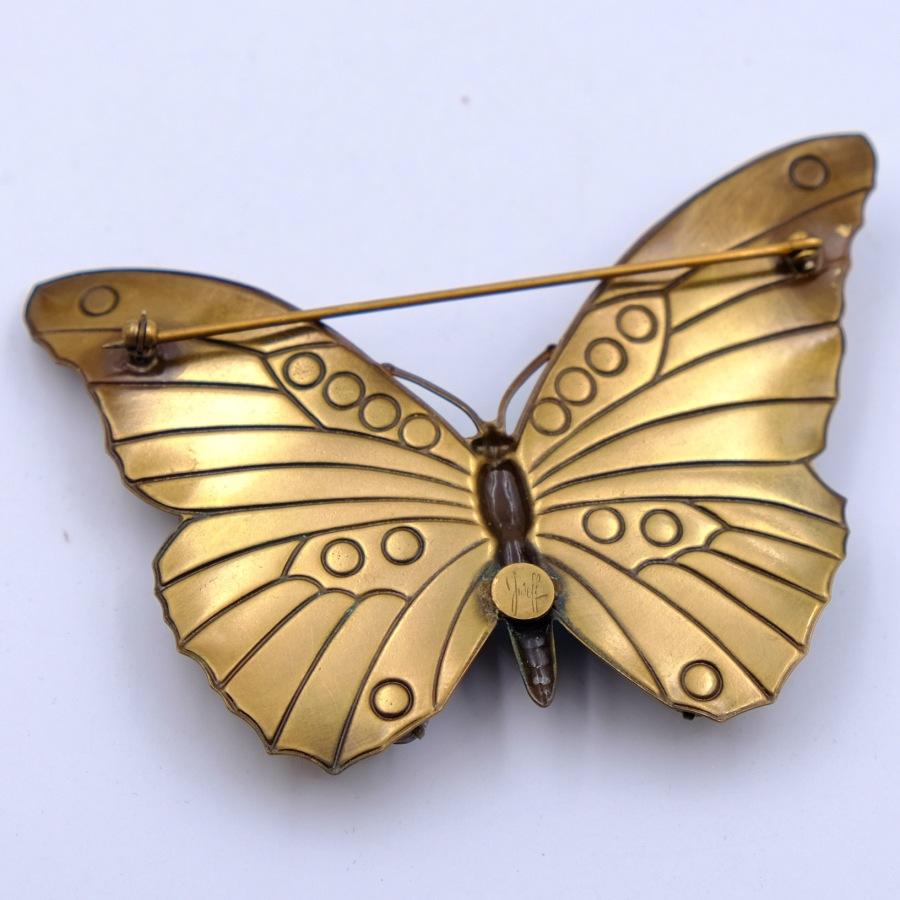 Vintage Butterfly Brooch Joseff of Hollywood Faux Turquoise 1950s In Excellent Condition In Austin, TX