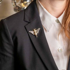 Vintage Butterfly Brooch with pearls and diamonds insect