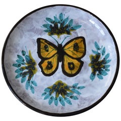 Centre de table ou vide-poche vintage en céramique papillon