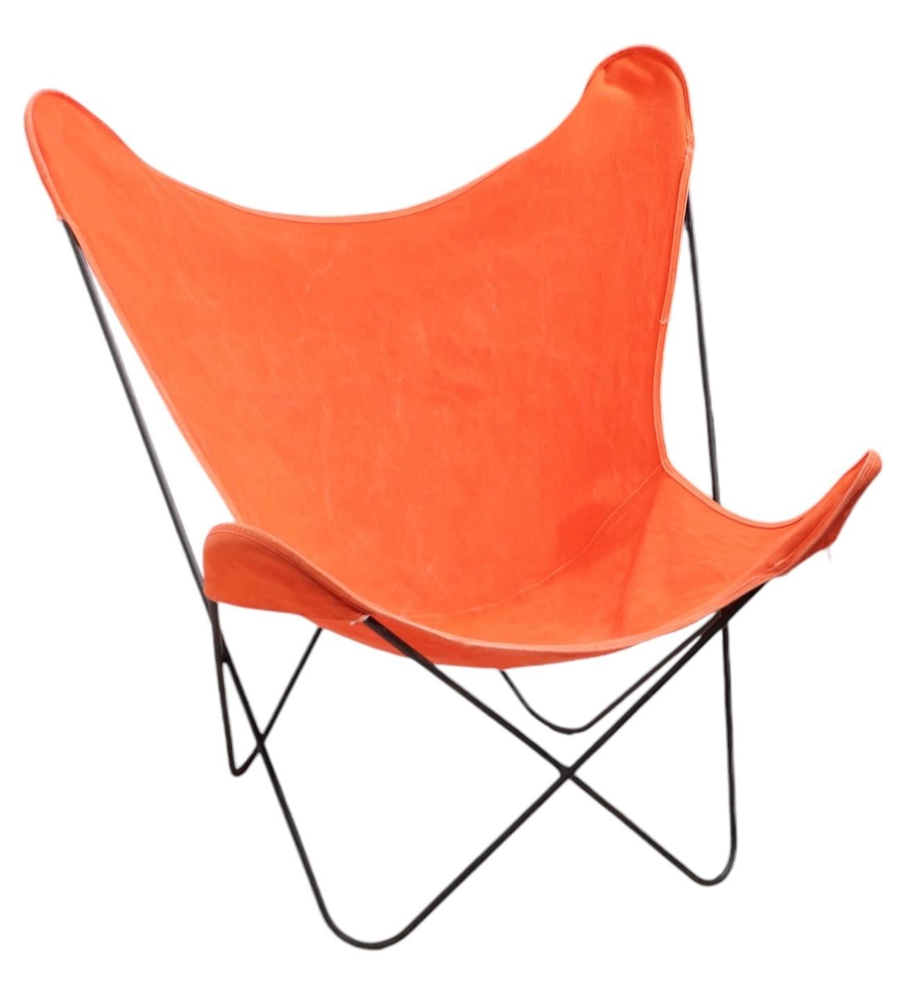 Vintage Butterfly Chair with Original Orange Canvass Sling Seat att. to Knoll For Sale 4