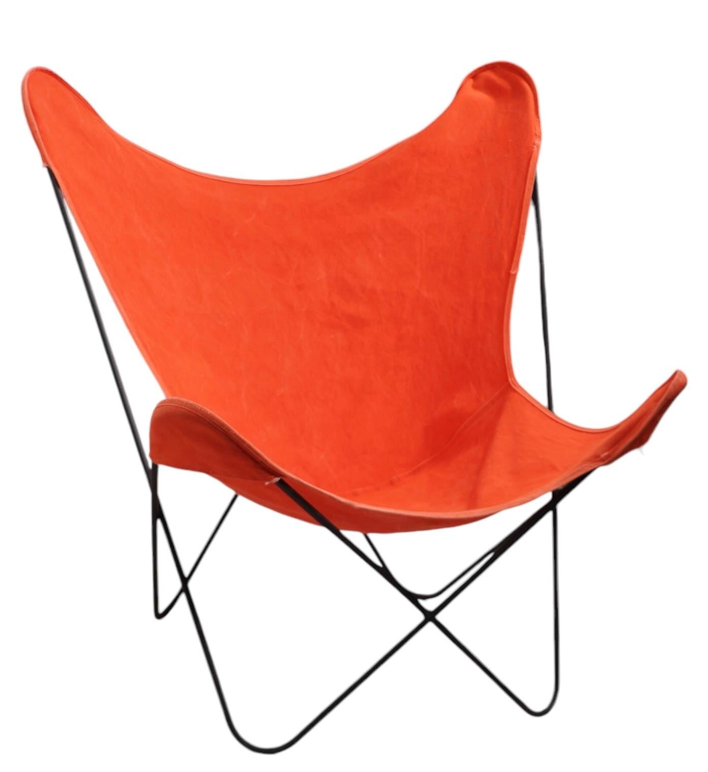 Vintage Butterfly Chair with Original Orange Canvass Sling Seat att. to Knoll For Sale 5