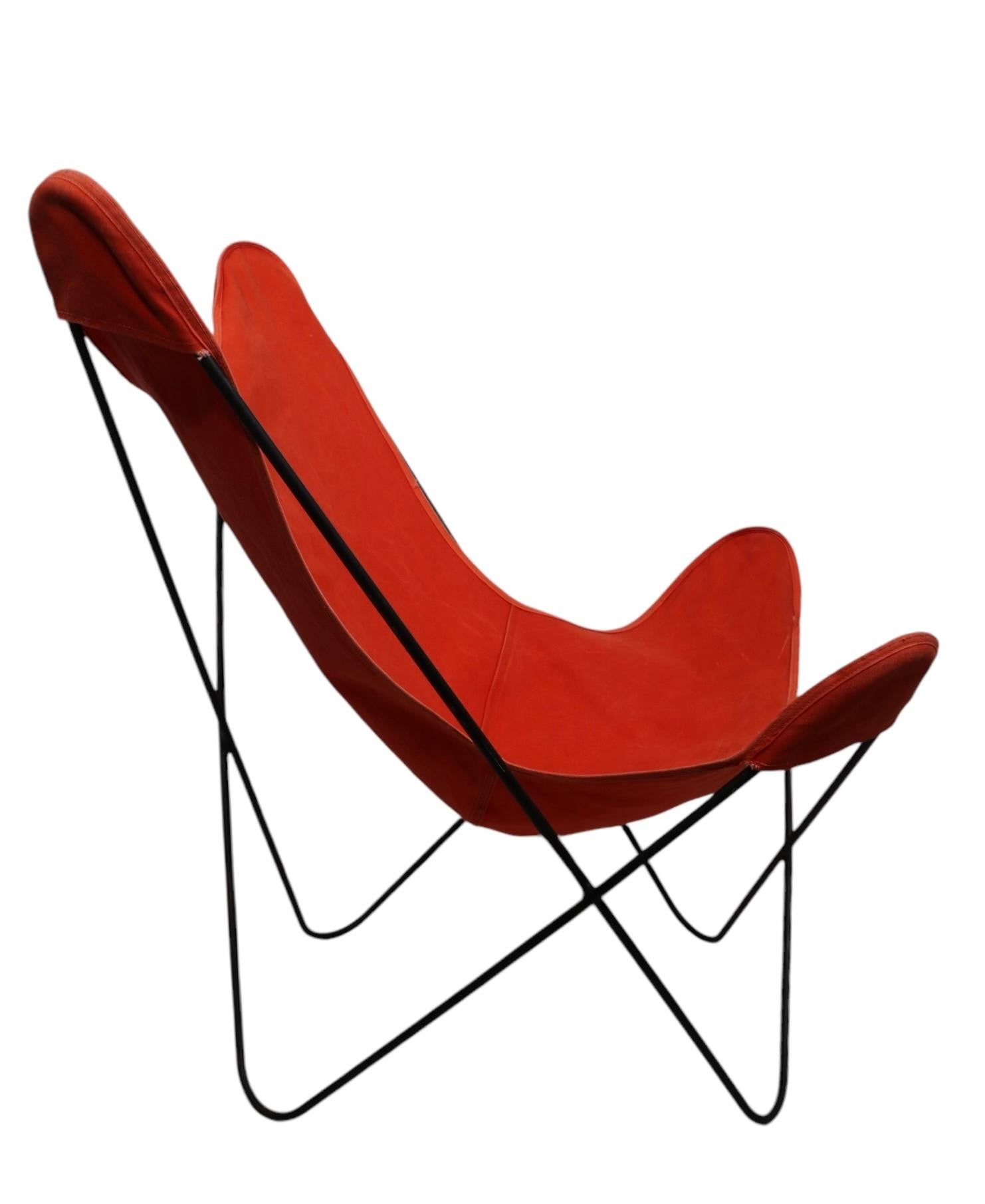 American Vintage Butterfly Chair with Original Orange Canvass Sling Seat att. to Knoll For Sale