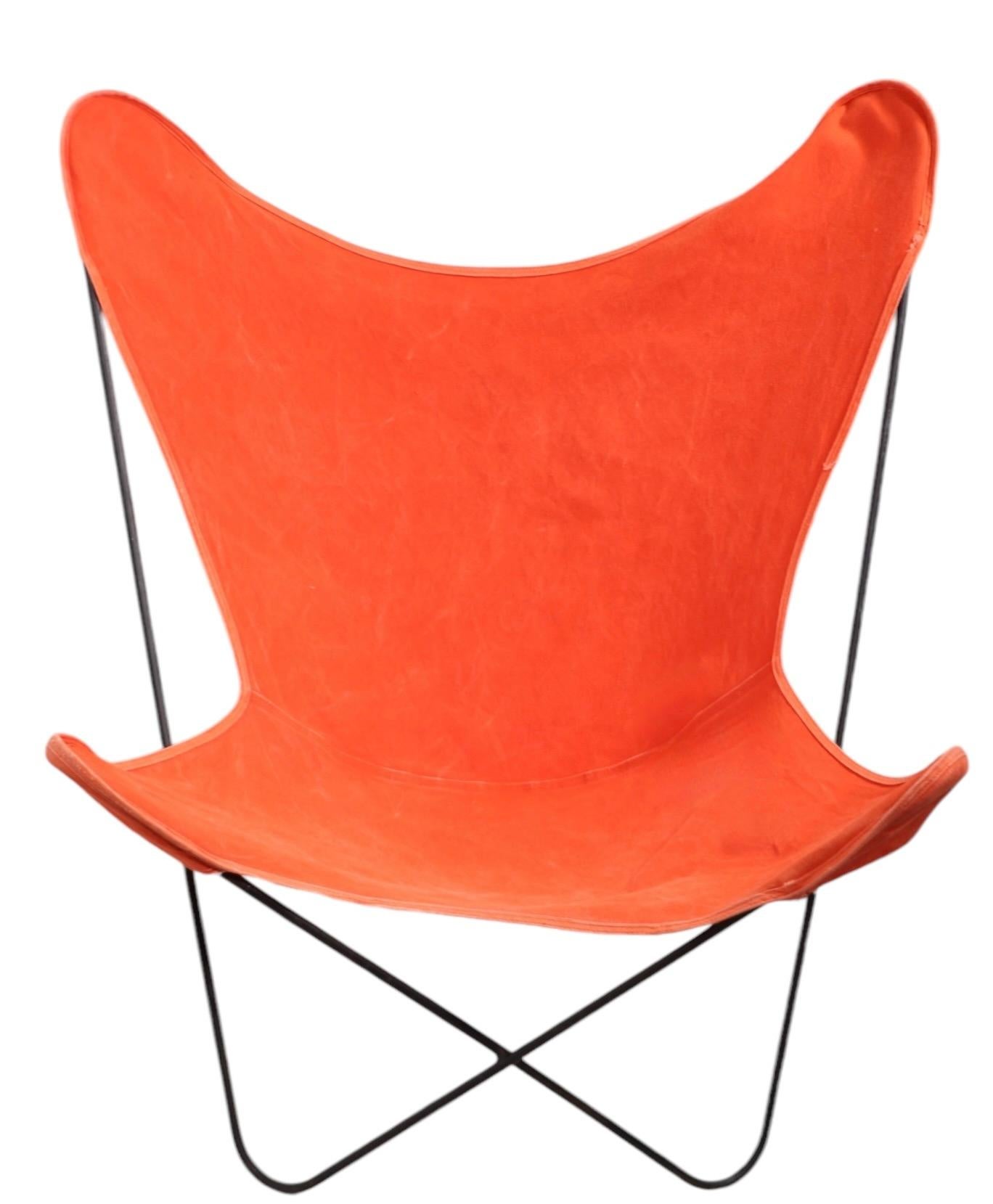 Vintage Butterfly Chair with Original Orange Canvass Sling Seat att. to Knoll For Sale 3