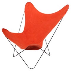 Vintage Butterfly Chair with Original Orange Canvass Sling Seat att. to Knoll