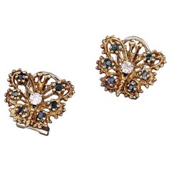 Pendientes Mariposa Vintage con Zafiros y Diamantes de Oro de 14k
