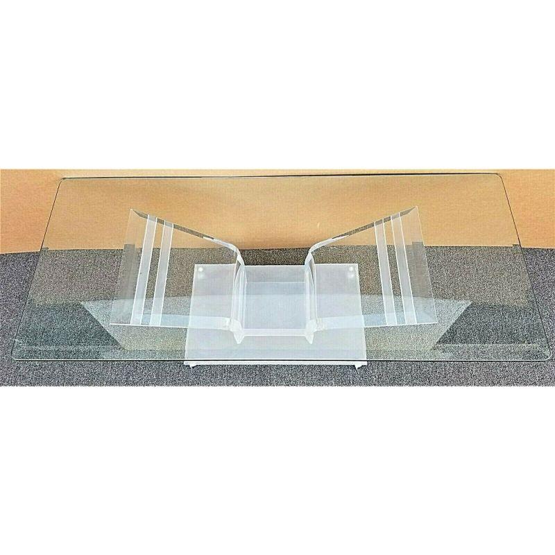 Vintage Butterfly Lucite and Glass Cocktail Coffee Table Rolling In Good Condition For Sale In Lake Worth, FL