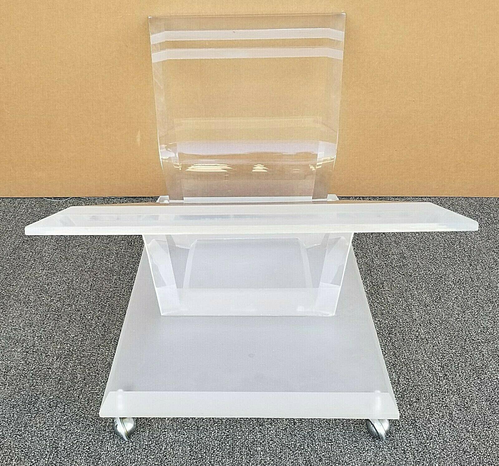 Vintage Butterfly Lucite and Glass Cocktail Coffee Table Rolling For Sale 1