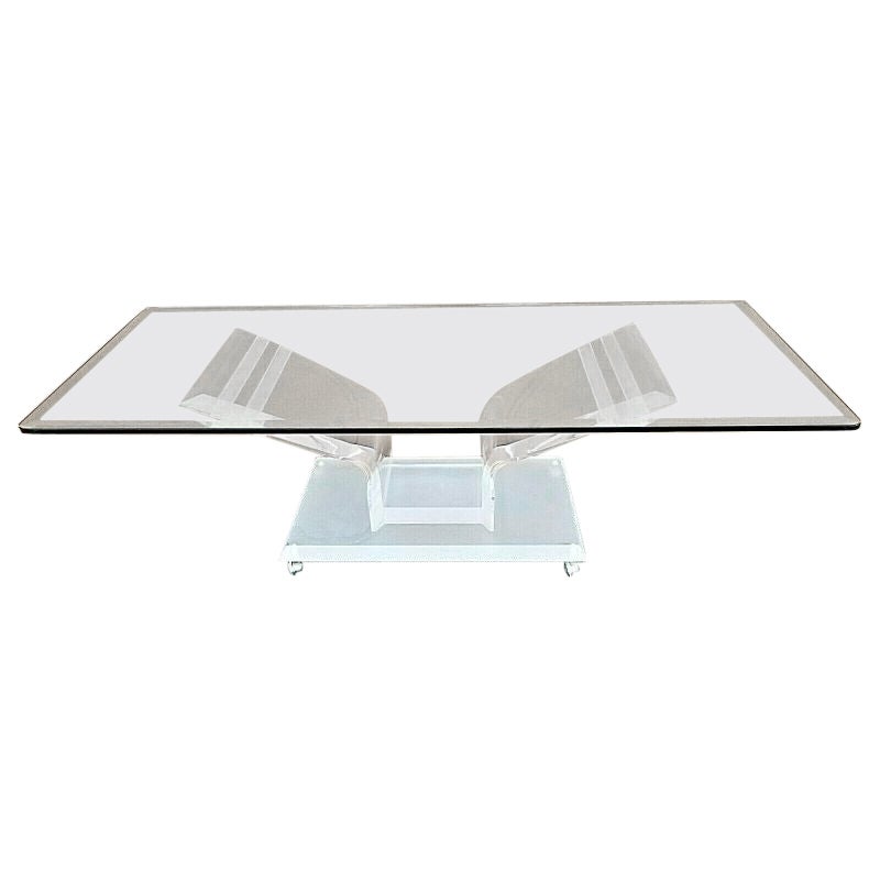 Cocktail-Couchtisch aus Lucite und Glas mit Schmetterlingmuster