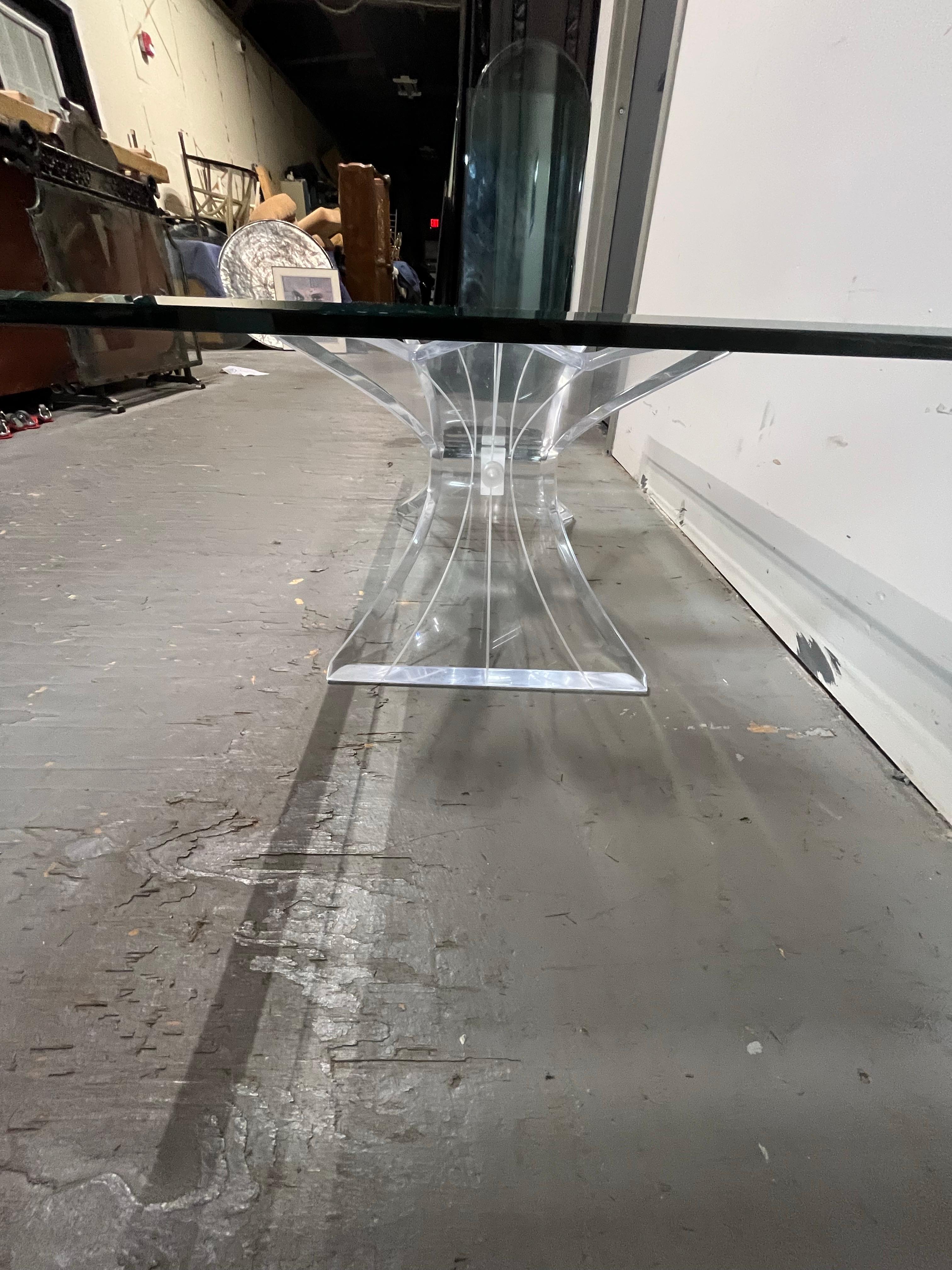 Beveled Vintage Butterfly Lucite and Glass Coffee Table For Sale