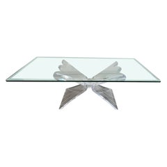 Vintage Butterfly Lucite and Glass Coffee Table