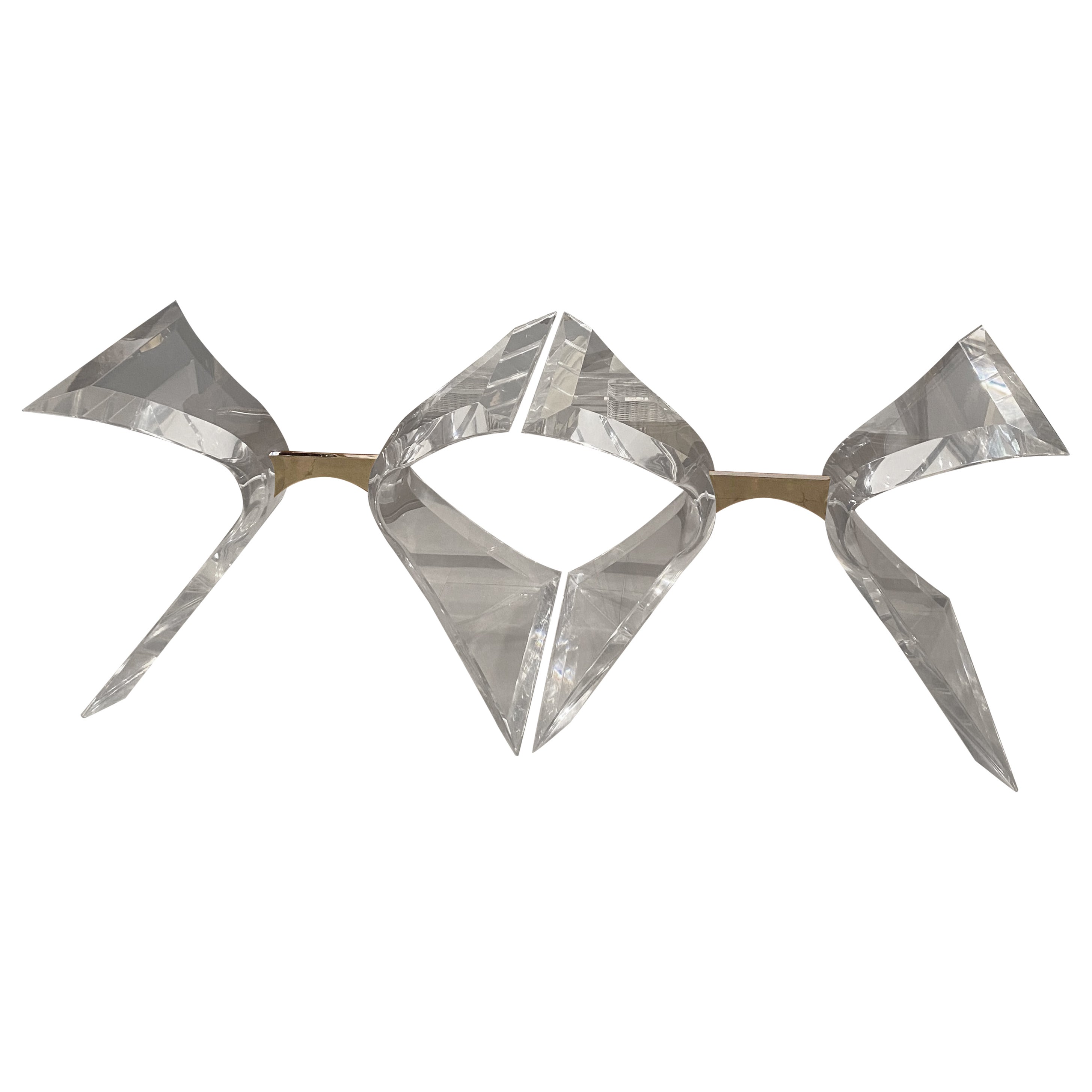 Vintage Butterfly Lucite & Chrome Dining Table Console Bases Lion In Frost Style