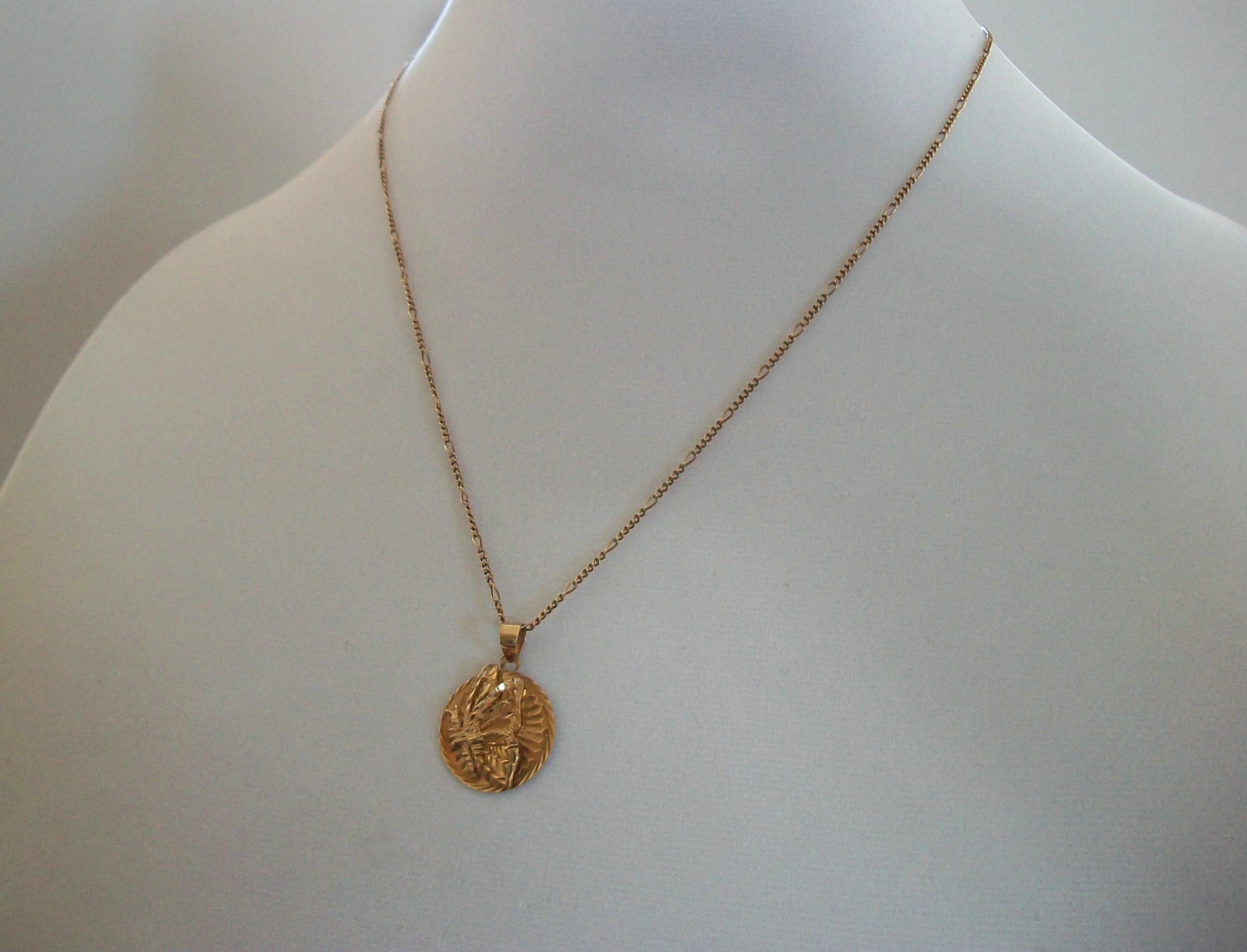 Collier pendentif papillon vintage - or jaune 10K - U.S.A. - Circa 1980's en vente 6