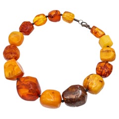 Vintage Butterscotch & Cognac Graduated Amber Bead Necklace