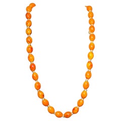 Vintage Butterscotch/eggyolk  Russian Amber Beads 28 Inches Long, Weighs59grams