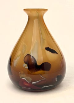 Vintage Butterscotch Eiförmige mundgeblasene Vase, Makora Krosno, Polen