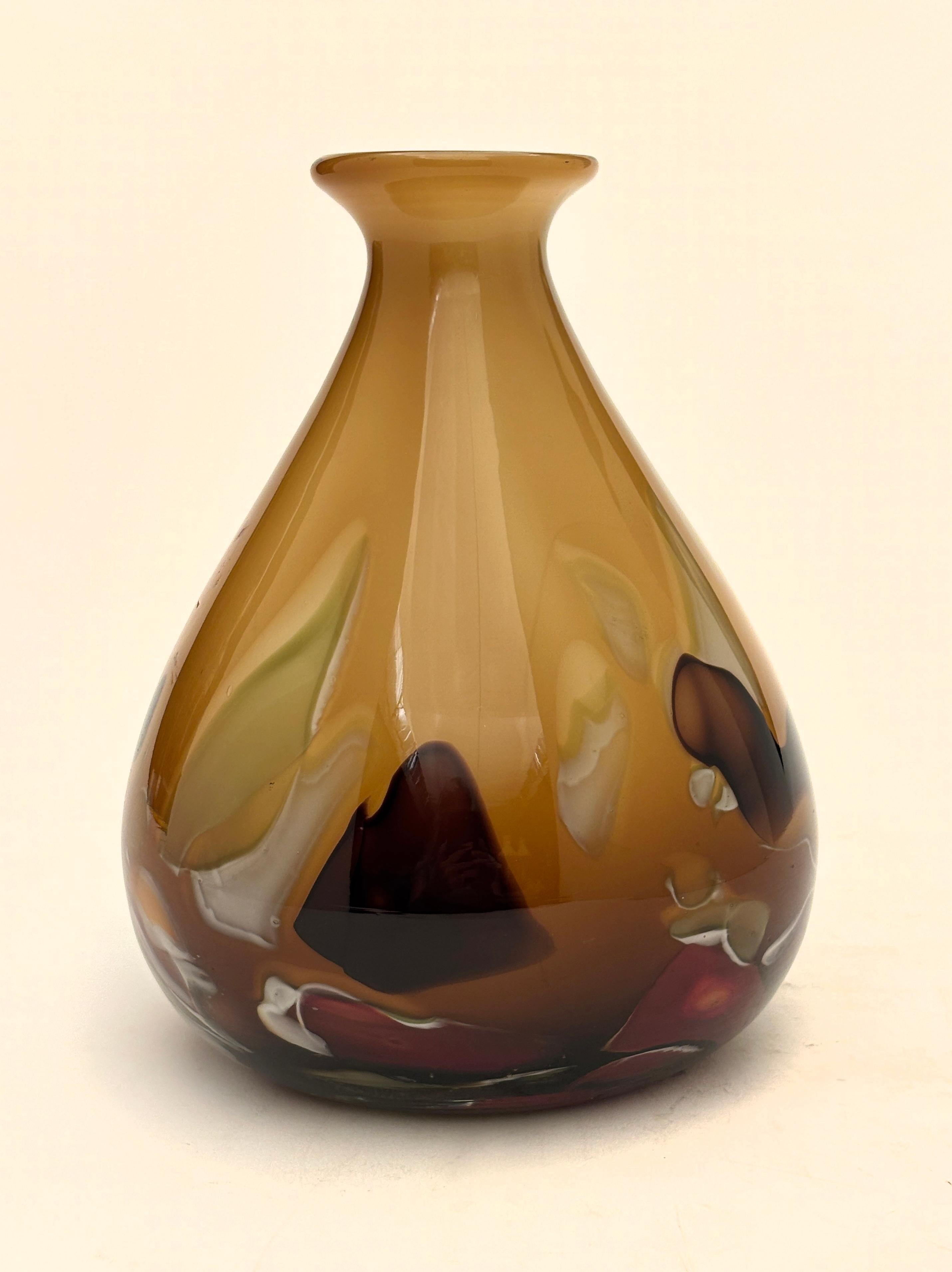 Art Nouveau Vaso ovoidale d'epoca soffiato a mano, Makora Krosno, Polonia in vendita