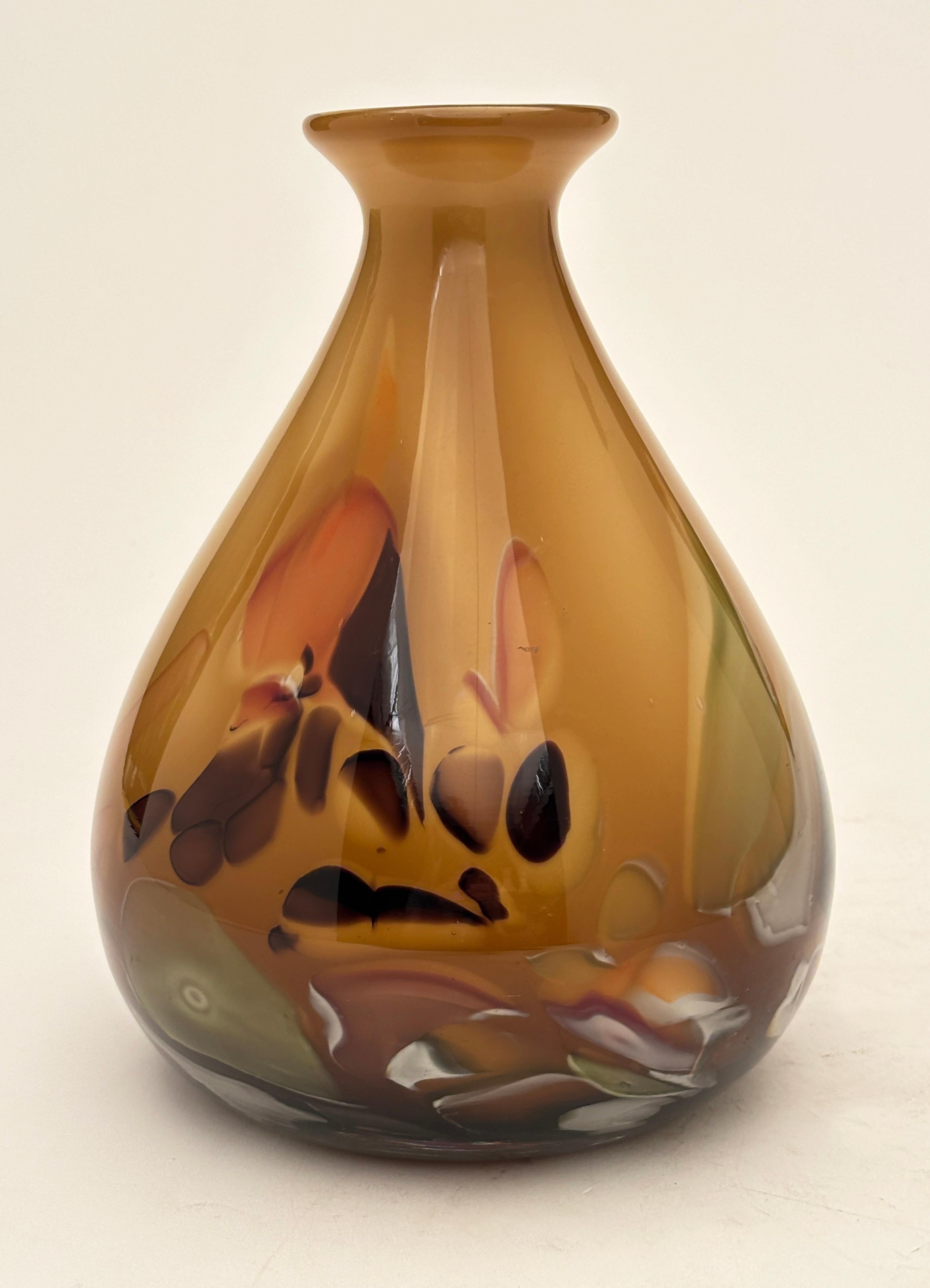 Polacco Vaso ovoidale d'epoca soffiato a mano, Makora Krosno, Polonia in vendita