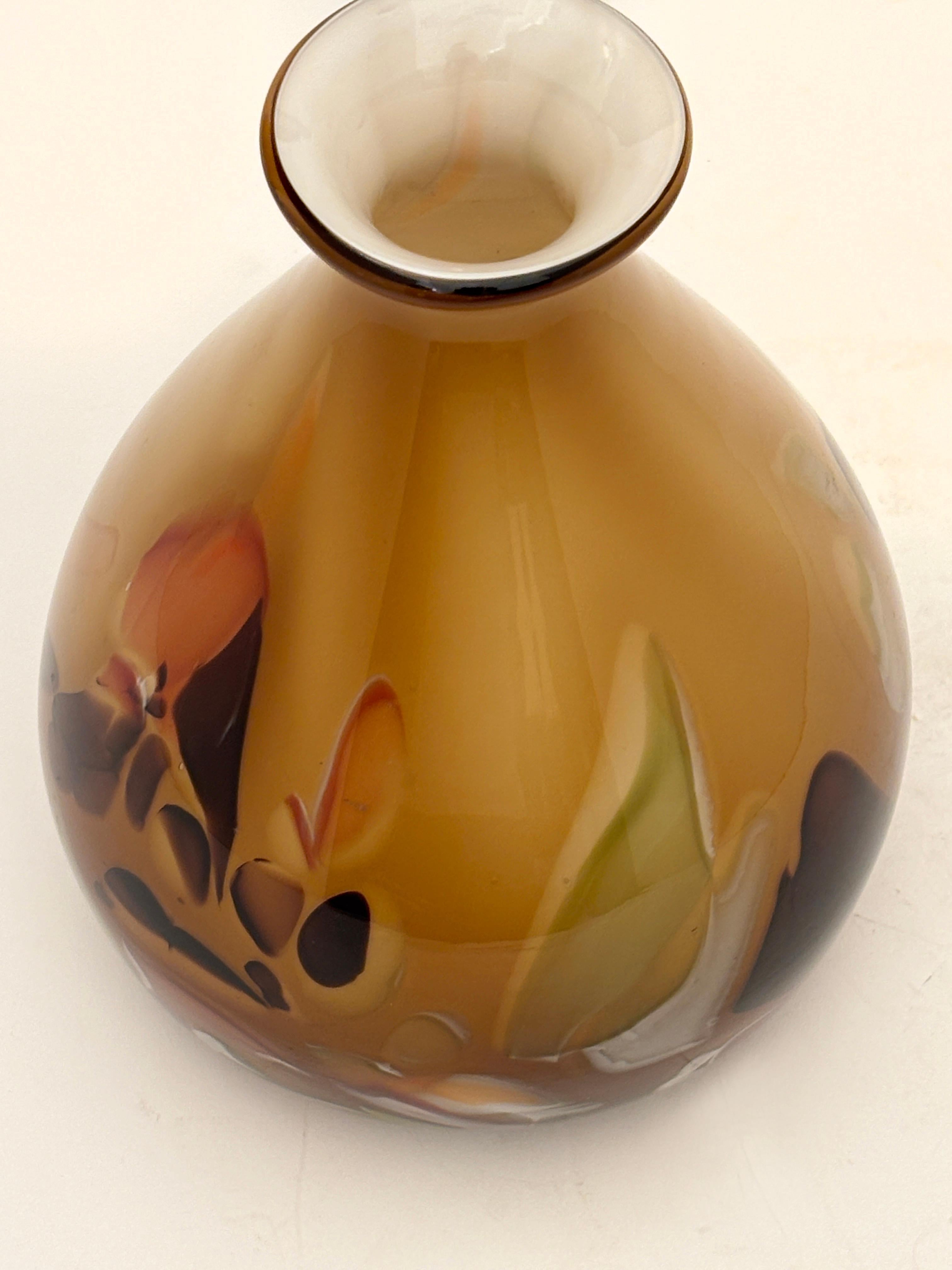 Vaso ovoidale d'epoca soffiato a mano, Makora Krosno, Polonia in vendita 1