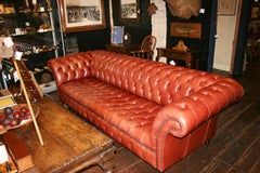Vintage Button Back Leather Chesterfield Sofa
