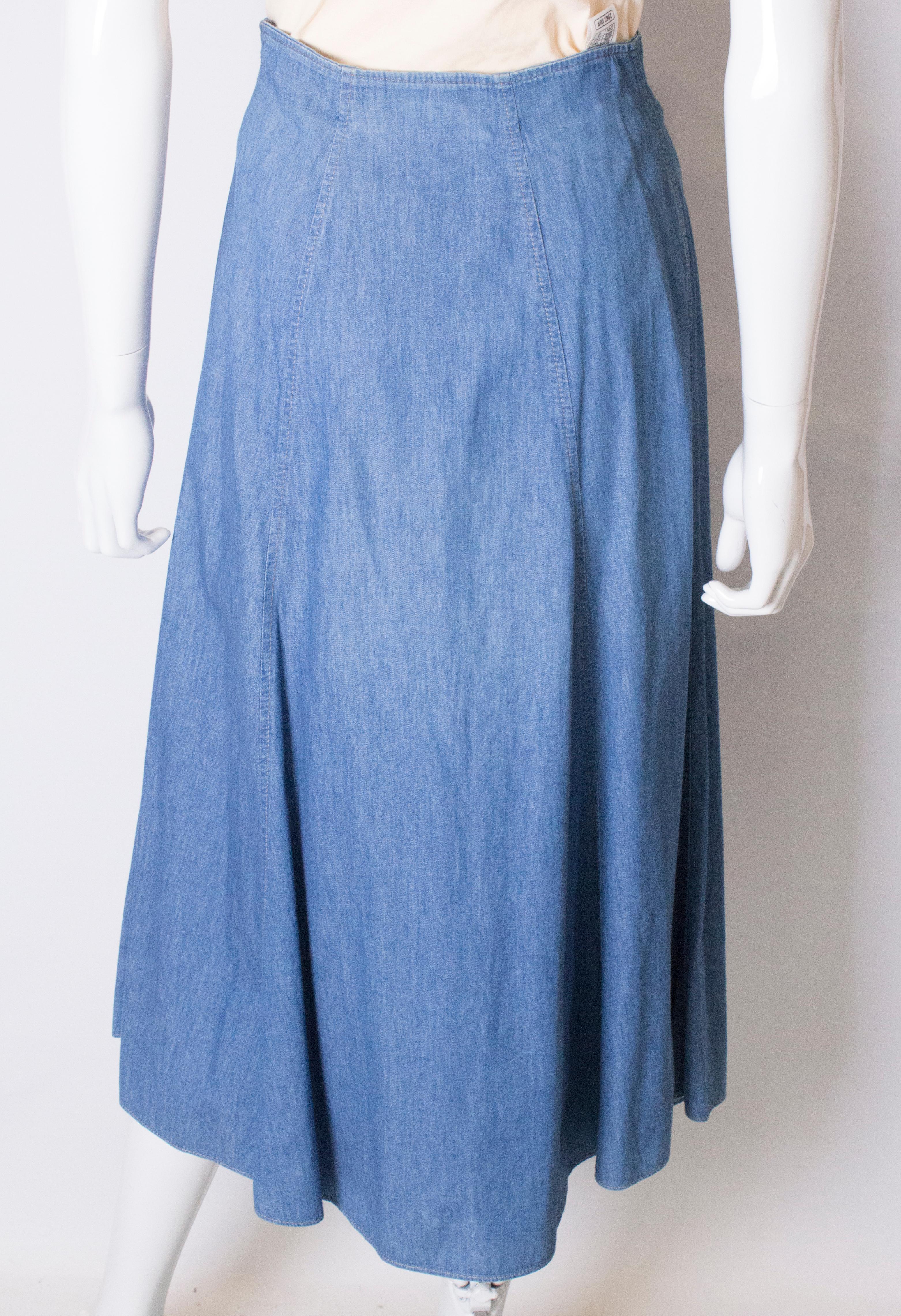 Women's Vintage Button Through Denim Skirt For Sale