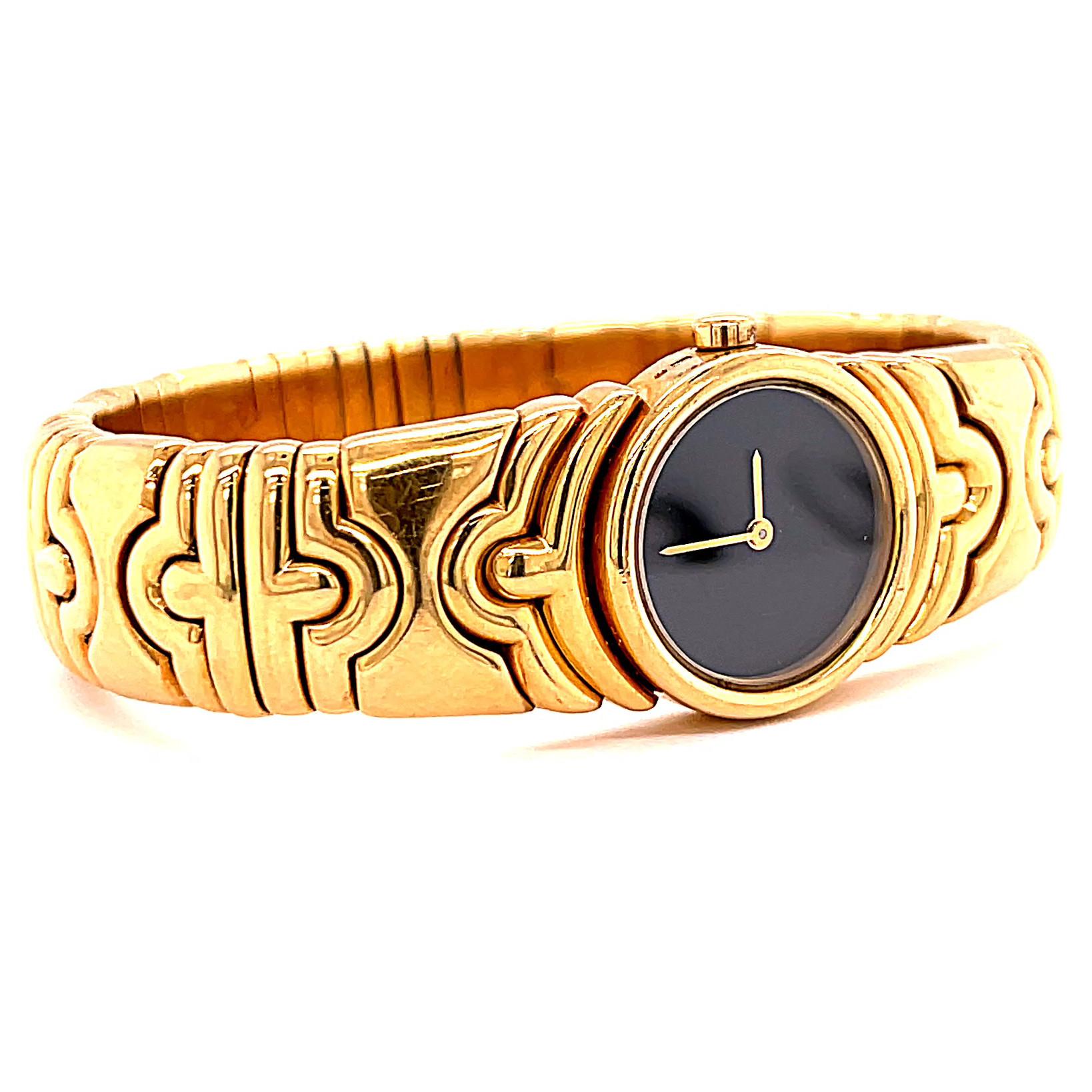 Vintage Bvlgari 18 Karat Gold Parentesi Watch In Excellent Condition In Beverly Hills, CA