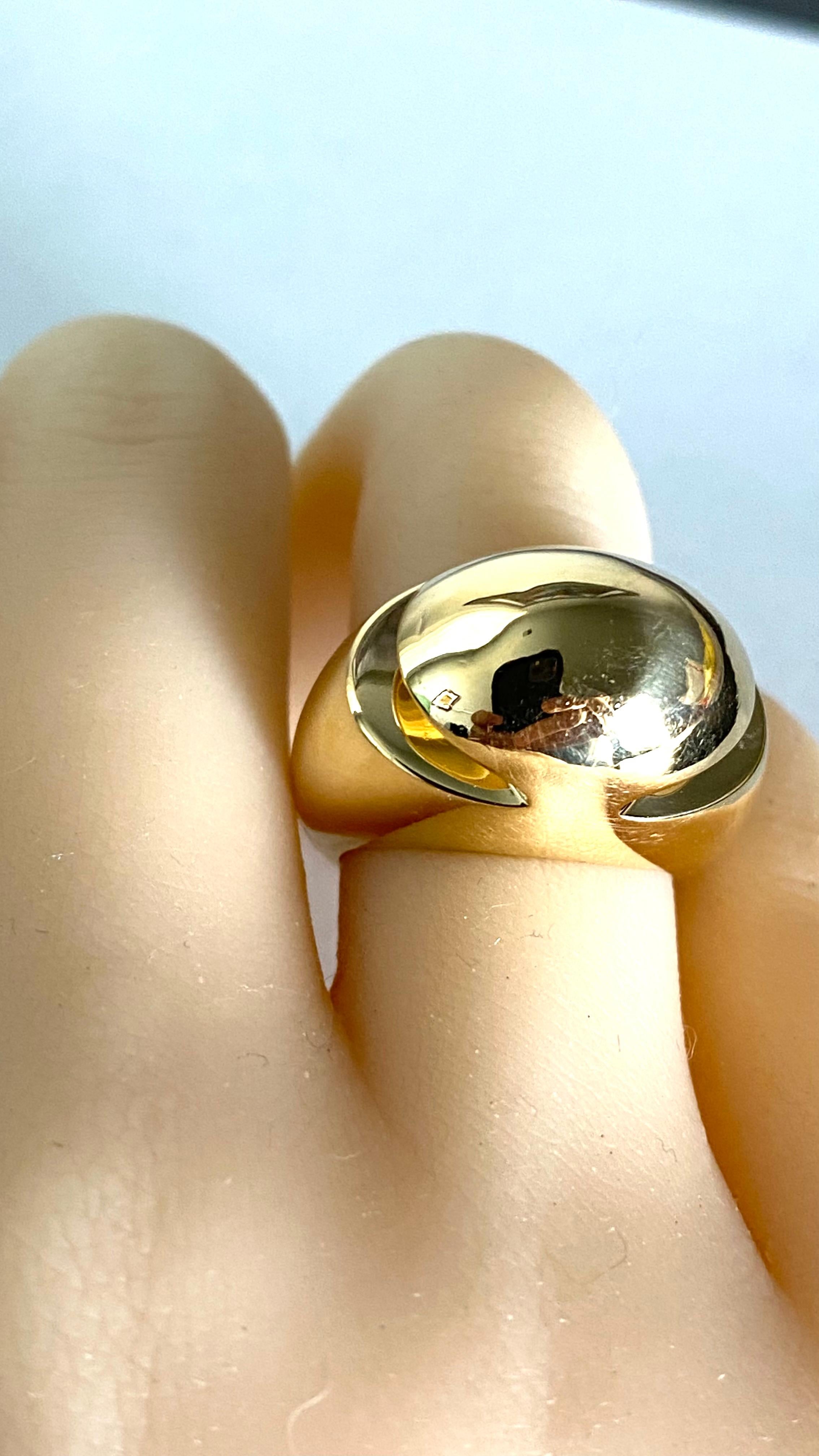 Vintage Bvlgari 18 Karat Yellow Gold Cabochon Ring Size 6 For Sale 7