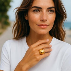 Vintage Bvlgari 18 Karat Yellow Gold Cabochon Ring Size 6