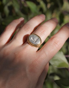 Vintage Bvlgari 18k Gold Ancient Silver Magna Grecia Centaur Ring