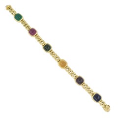 Vintage Bvlgari 18k Gold Curblink Gemstones Bulgari Bracelet Vintage Bvlgari 18k Gold Curblink Gemstones Bulgari Bracelet