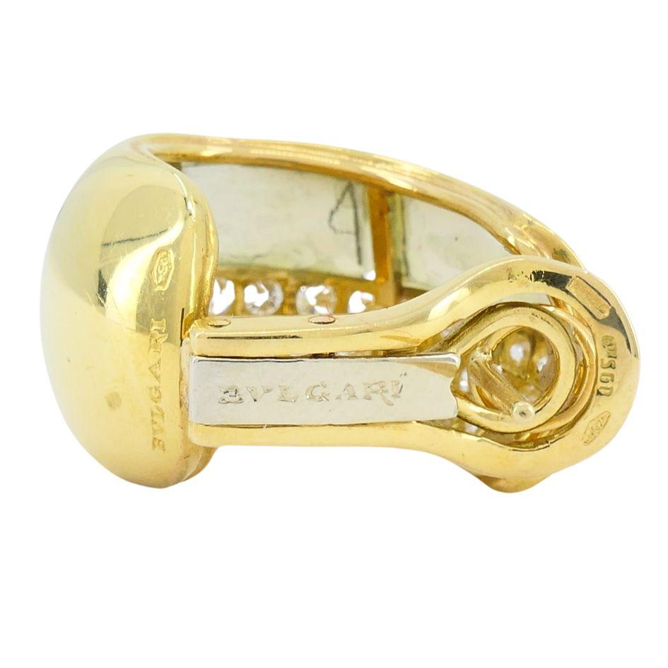 Pendientes de aro vintage Bvlgari de oro de 18 quilates con diamantes y madreperla en venta 2