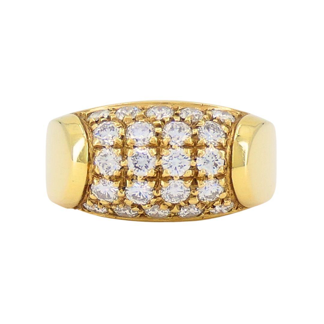 Vintage Bvlgari 18k Gold Diamond Tronchetto Ring In condizioni buone in vendita a Beverly Hills, CA