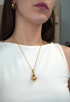 Vintage Bvlgari 18k Gold Lapis Lazuli Openwork Pendant Bulgari Chain Necklace