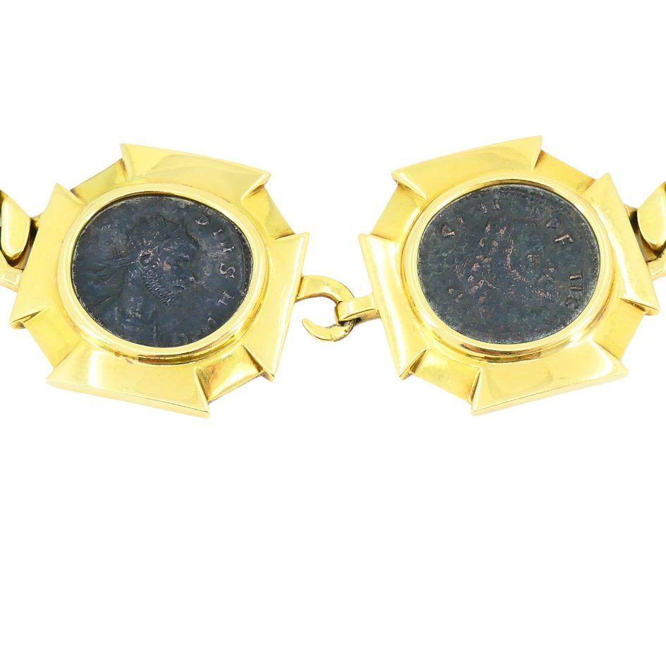 Vintage Bvlgari 18k Gold Monete Double Ancient Coin Necklace For Sale 1
